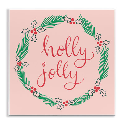 Plaque murale Minimal Holly Jolly Wreath, design par Sazerelli Designs