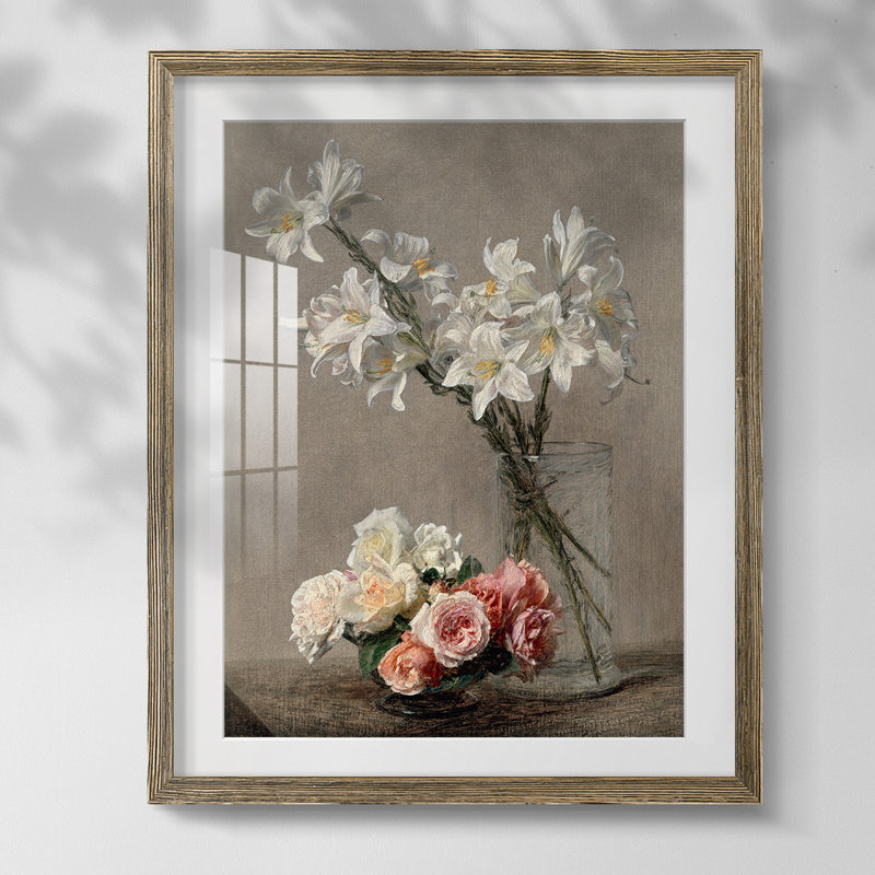 «Tall», reproduction encadrée, Blanc, Papier avec cadre noyer