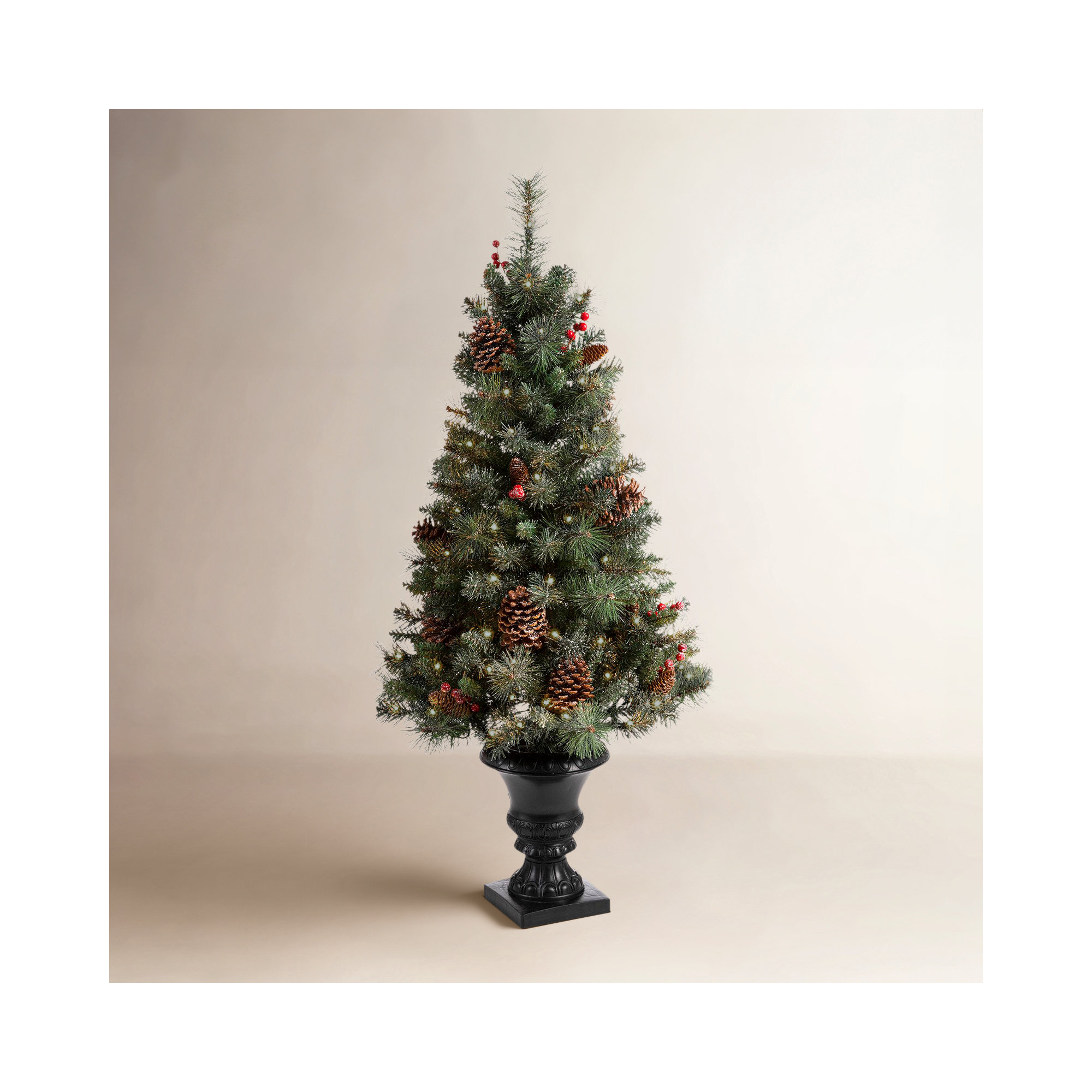 Green Artificial Christmas Tree with Clear/White Lights, 4 ft.