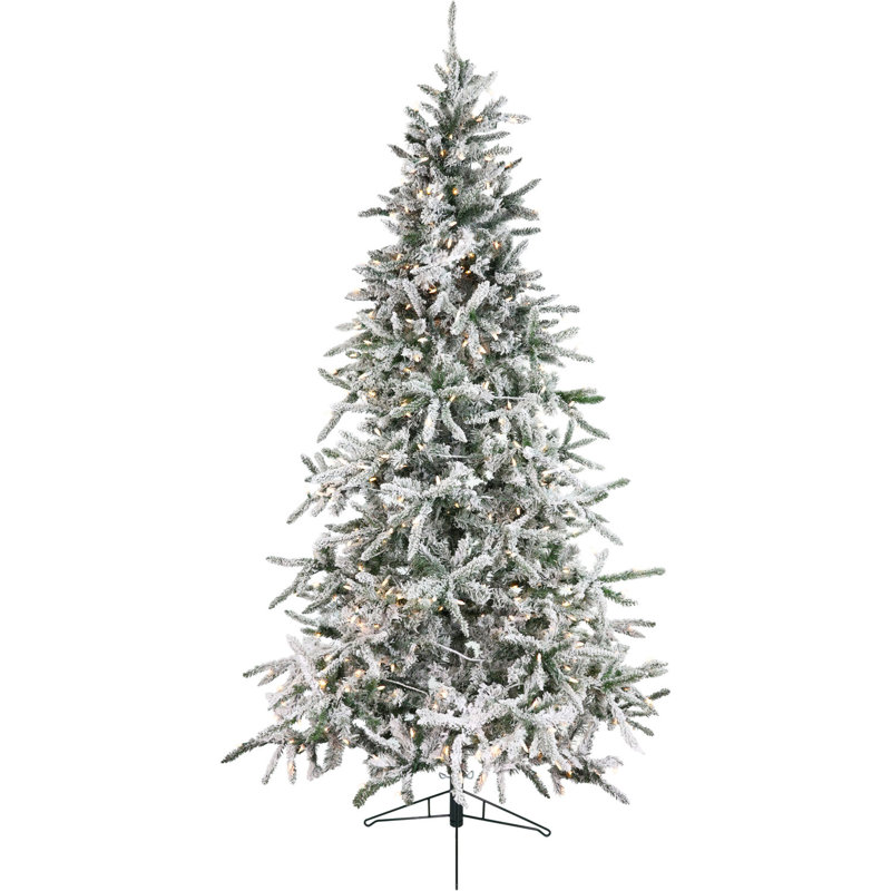 6.5-Ft. Flocked Mountain Pine Christmas Tree with Multi-Color LED String Lighting