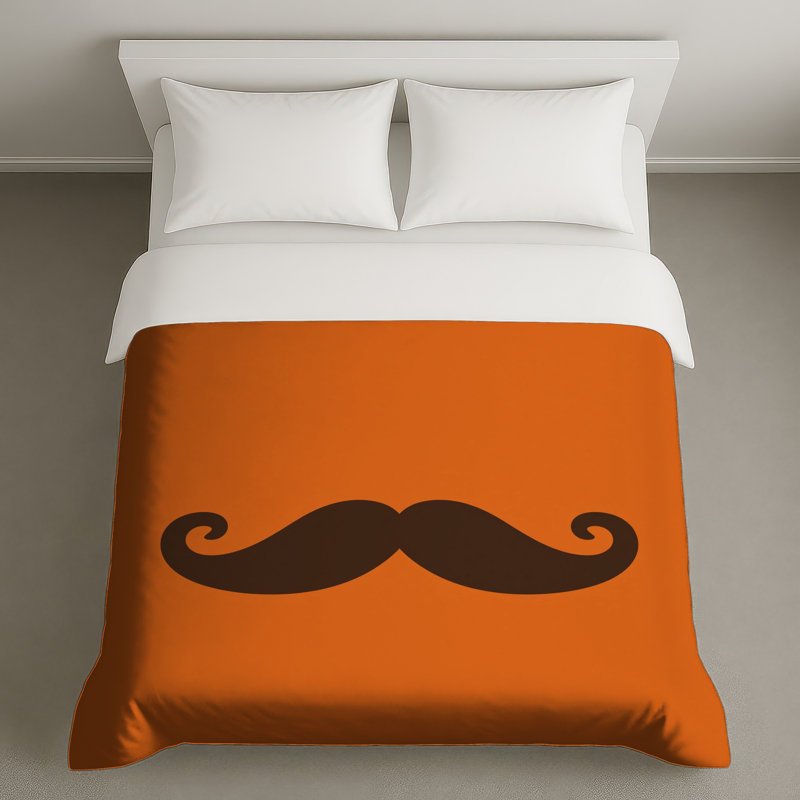 Moustache noire sur housses de couette orange, Twin
