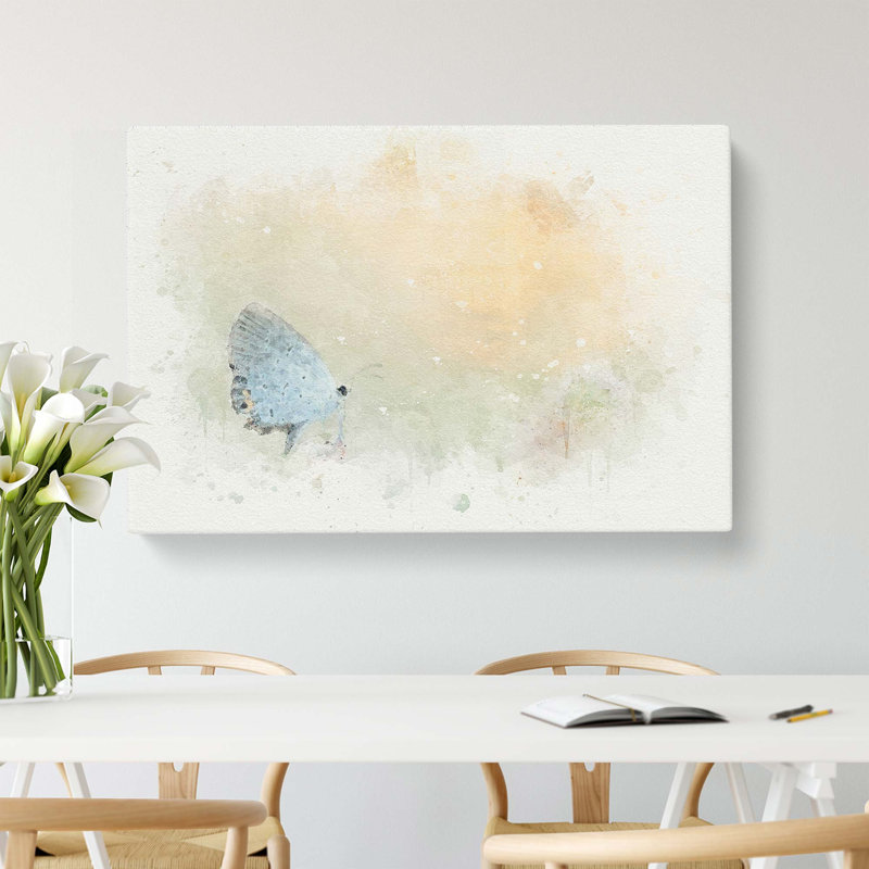 Tailed-blue Butterfly In Abstract - Wrapped Canvas, 35cm H x 50cm W x 3cm D