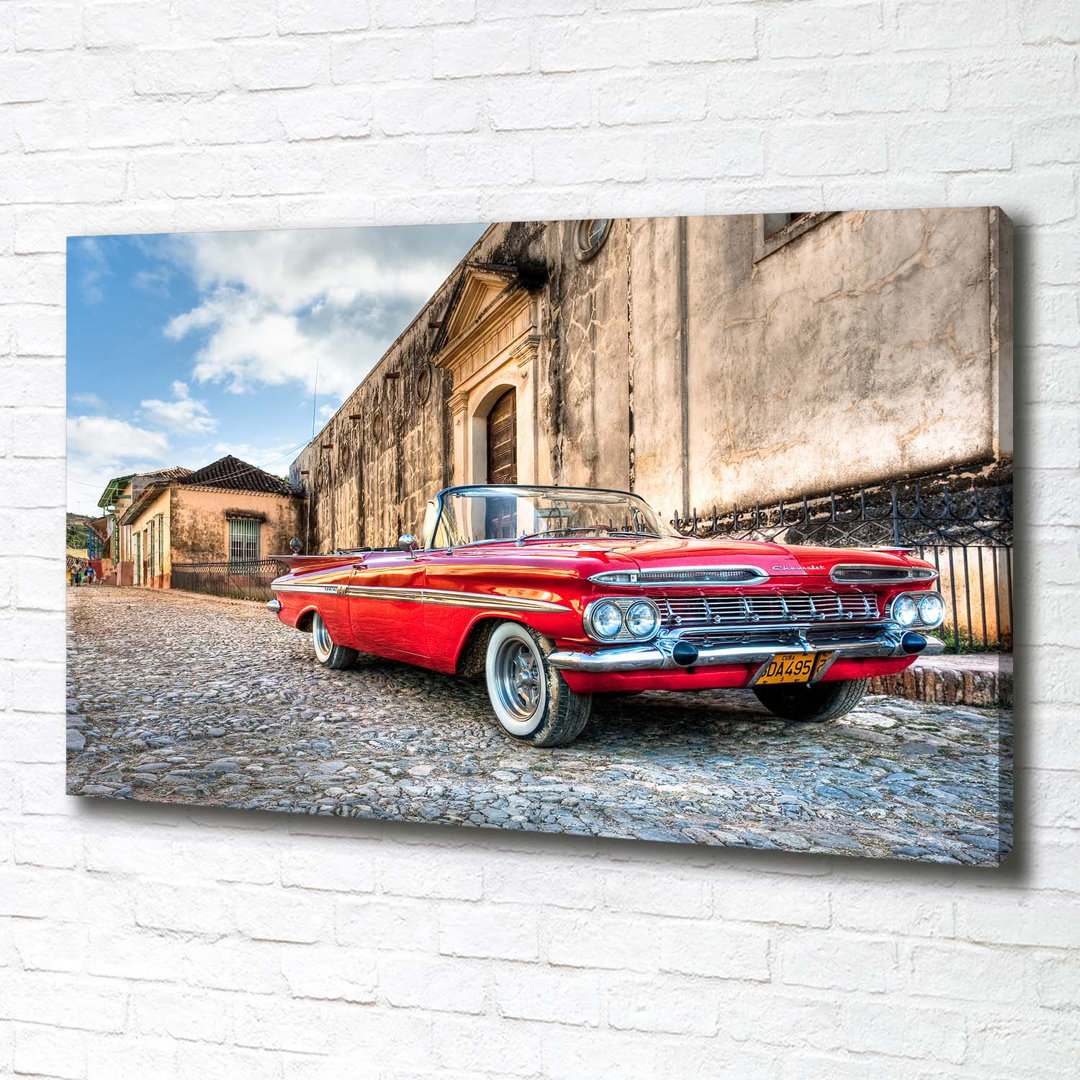 Roter Chevrolet - Kunstdrucke auf Leinwand - Wrapped Canvas