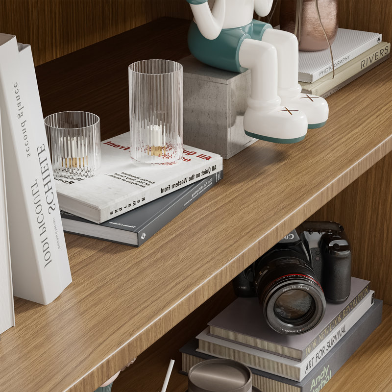 Armoire de rangement en bois avec tablettes réglables sans portes, Bois naturel, H 49 po x l 31 po x P 16 po