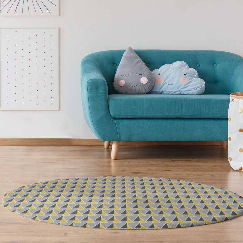 Chenille Geometric Indoor Rug, Round 5'