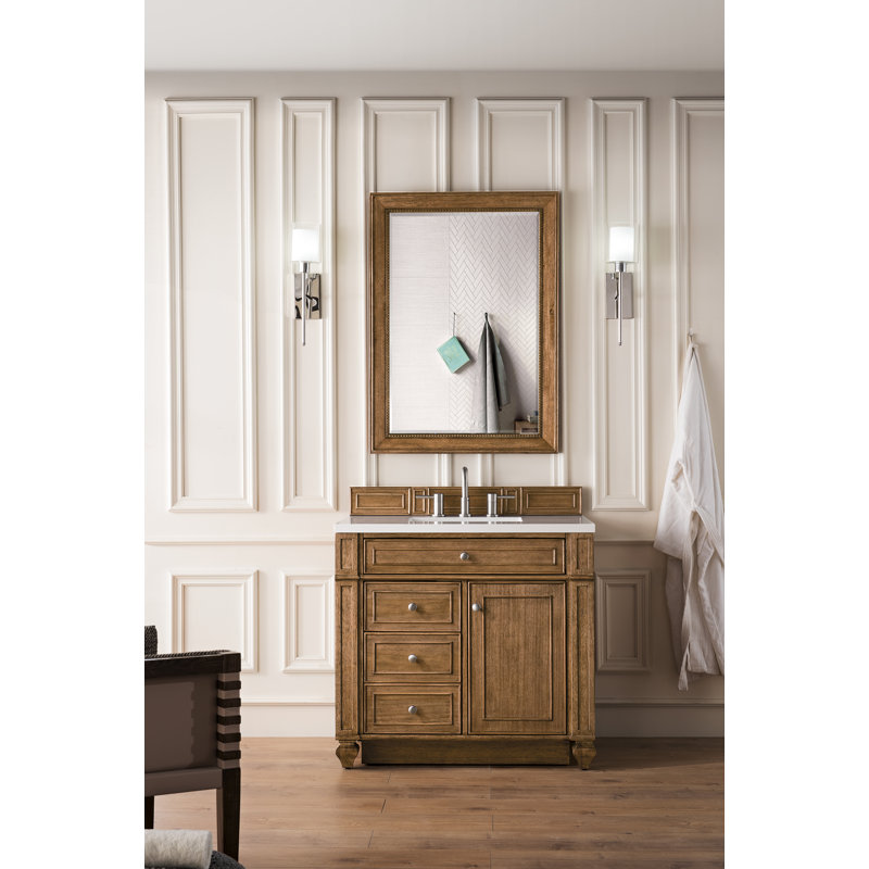 Bristol 36'' W Single Vanity, Saddle Brown, White Zeus, 8" Widespread