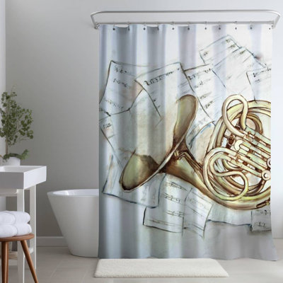Shower Curtain MU43 – Polyester Shower Curtain, Dye Sublimation Print, 71" W × 74" L
