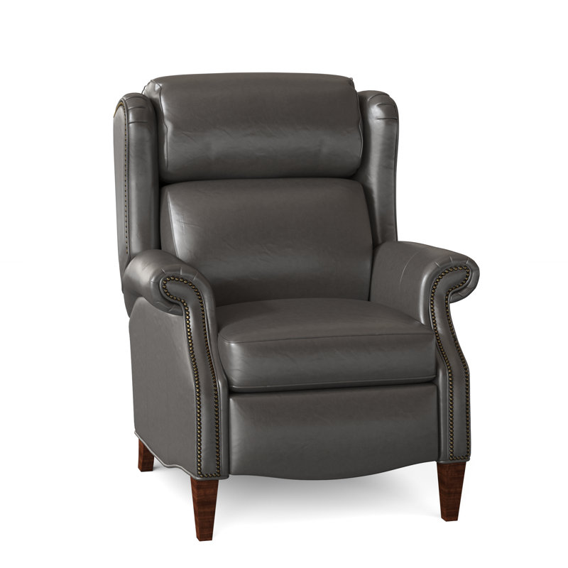 Miller Recliner, Aline Fumo Genuine Leather, Mahogany, Pewter