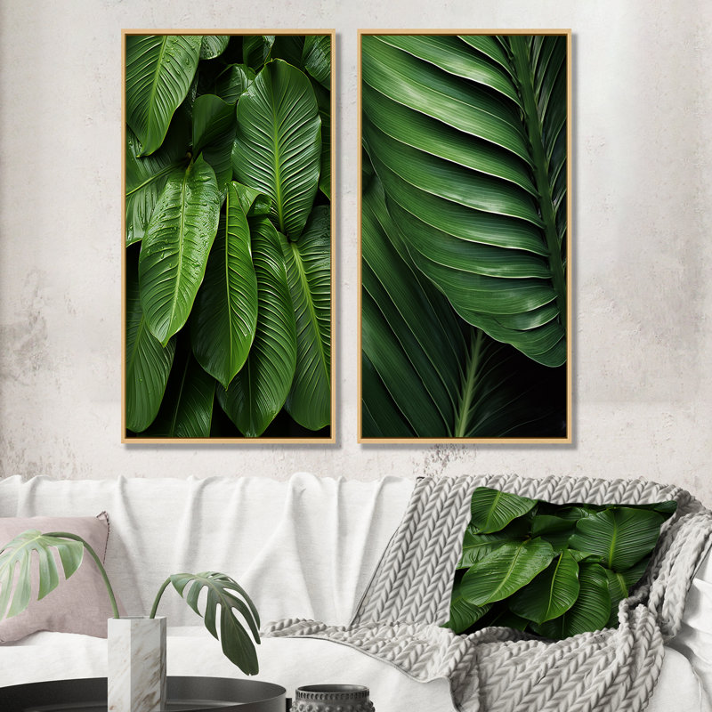 Ensemble de 2 impressions sur toile Emerald, H 40 po x l 41 po, Encadrement brun