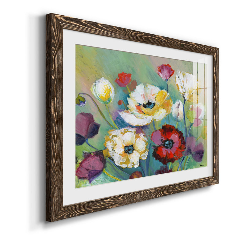 Alex's Garden - peinture encadrée, Encadré de bois de noyer, H 31 po x l 44 po x P 1 po