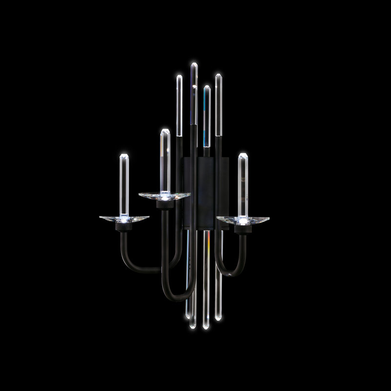 Calliope 3 Light Crystal LED Wall Sconce, Black