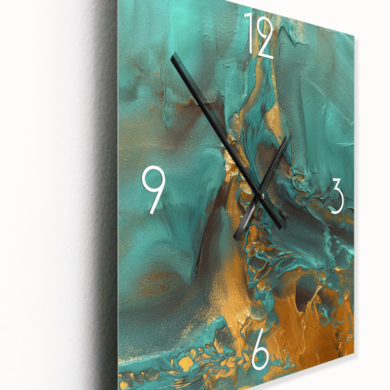 Horloge murale moderne Whirling Waves II - Peinture abstraite, H 32 po x l 24 po x P 1 po