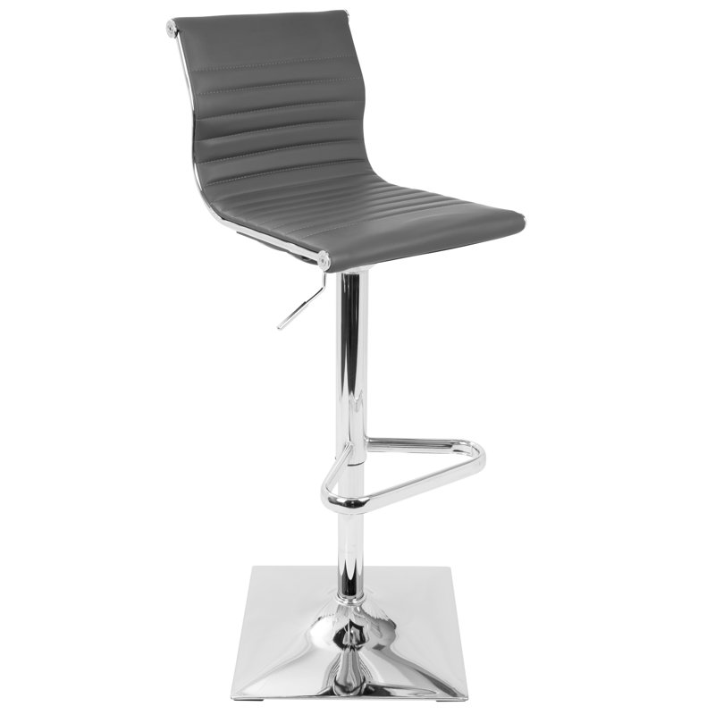 Stoke Gifford Swivel Upholstered Adjustable Height Counter Stool with Metal Frame, Gray