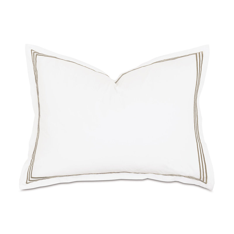 Taie décorative Tessa Percale, Blanc / sable, Standard, Rayures multicolores