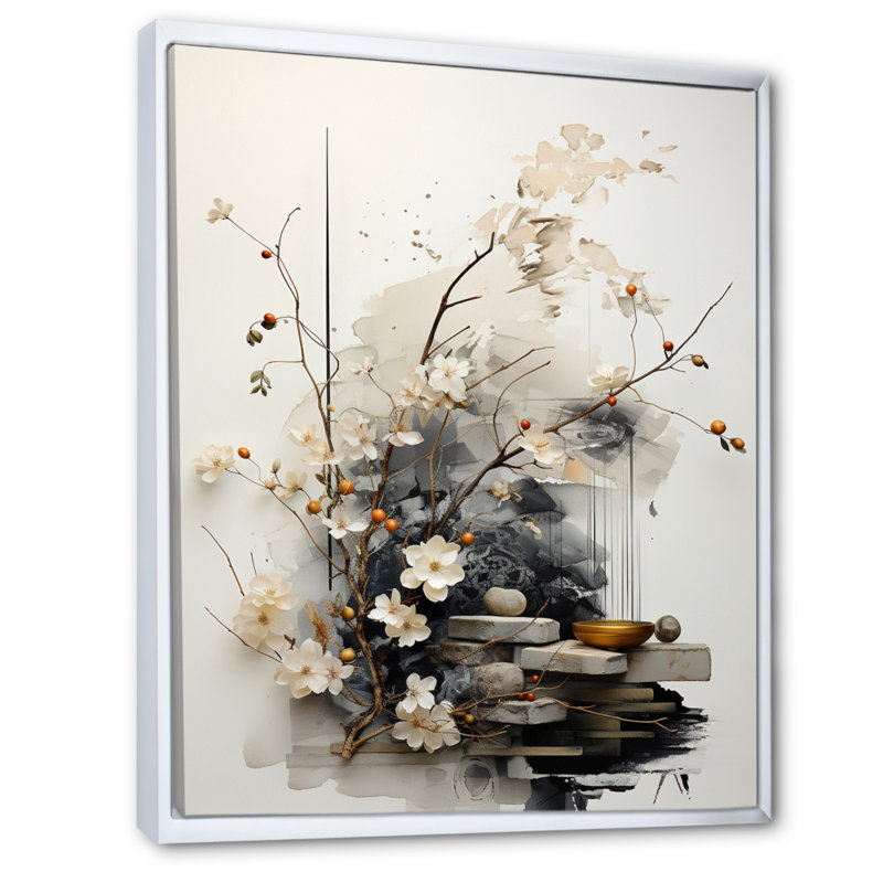 Jaciya Asian Art Classics Sumi III - Art mural asiatique pour le salon, H 40 po x l 30 po, Reproduction avec cadre flottant