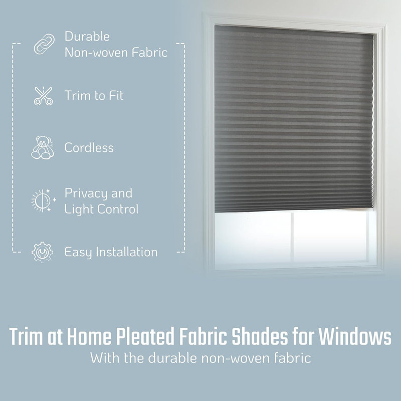 Store extensible 100% occultant et sans cordon Cut-at-Home, Gris, L 48,43 po x L 72 po
