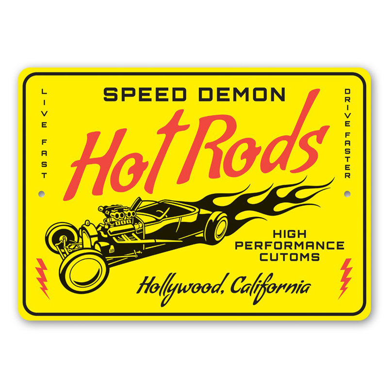 Enseigne rapide en aluminium Speed Demon Hot Rods, H 12 po x l 18 po x P 0,06 po