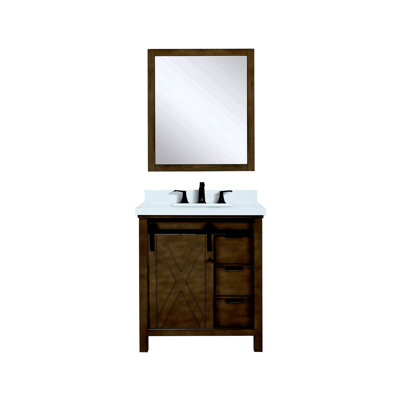 Meuble-lavabo blanc 30 po X P 22 po P, comptoir en quartz, ensemble de robinet et Miroir