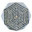 16 x 14 x 18 po, tabourets de jardin hexagonaux, table d'appoint unique Capiz, noir / blanc