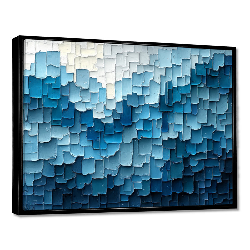 Denham Drip Paint of Blue Cubic Matrix V - Art mural peinture goutte à goutte, H 30 po x l 40 po, Noir