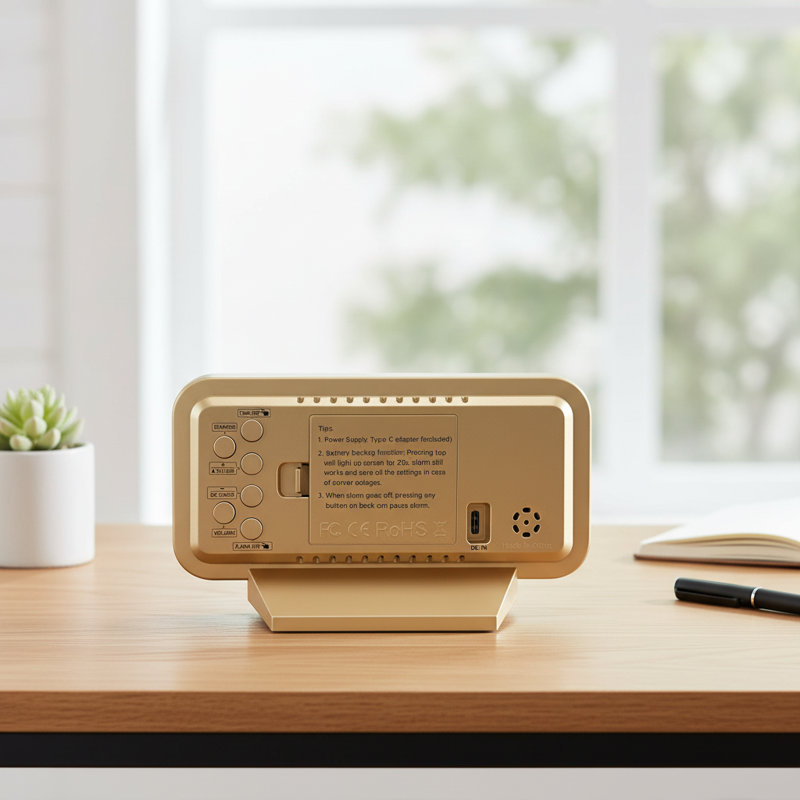 Réveil numérique Thin Thin, gradation à 6 niveaux de DEL dorée, batterie de secours multi-scène, Doré