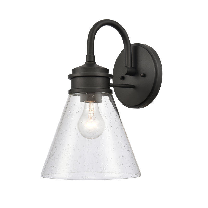 Dovas 13.5'' High 1-Light Outdoor Sconce - Textured Black, 13.5" H x 8.5" W x 10" D