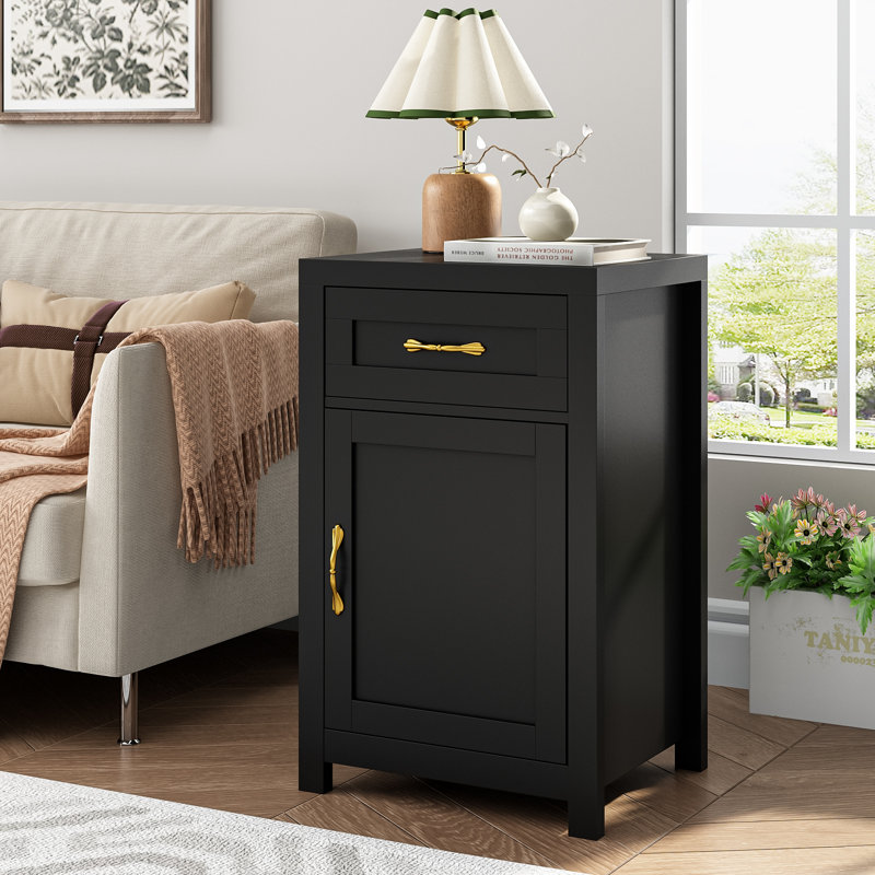 Nightstand With Drawer, Black