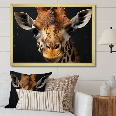 Portrait de girafe noir et blanc II - impression