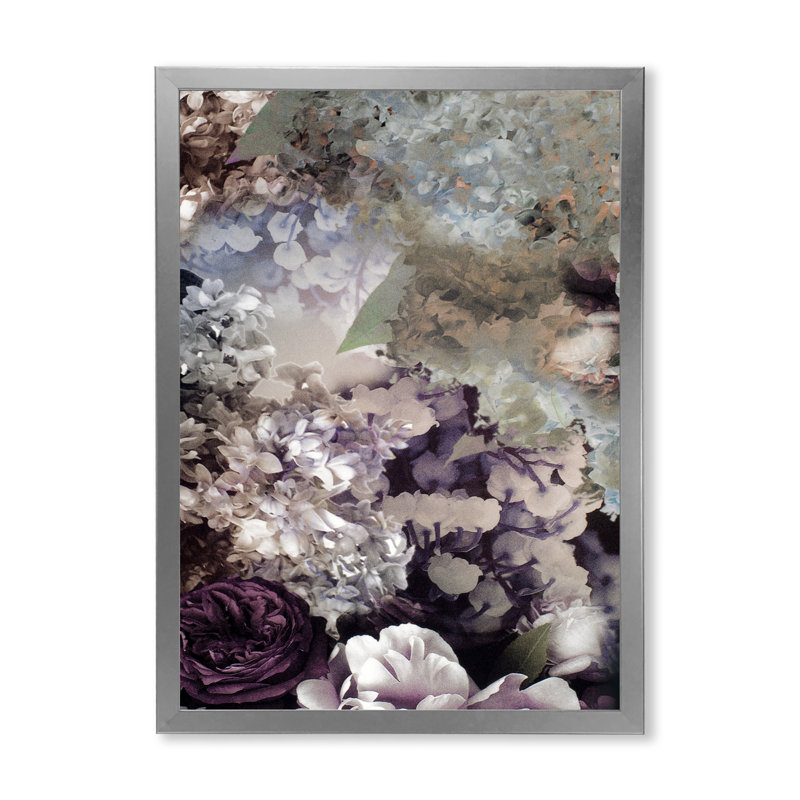 Tissu grung rose pâle en soie - reproduction sur toile, Cadre photo argenté, H 36 po x l 24 po