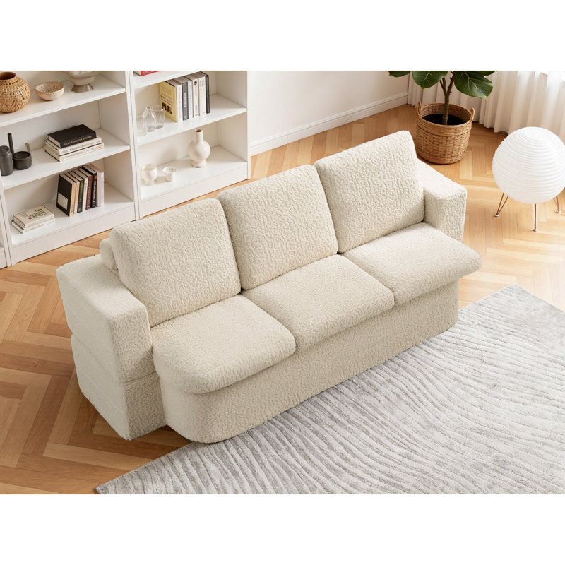 Canapé-lit convertible pliant avec coussins, Beige