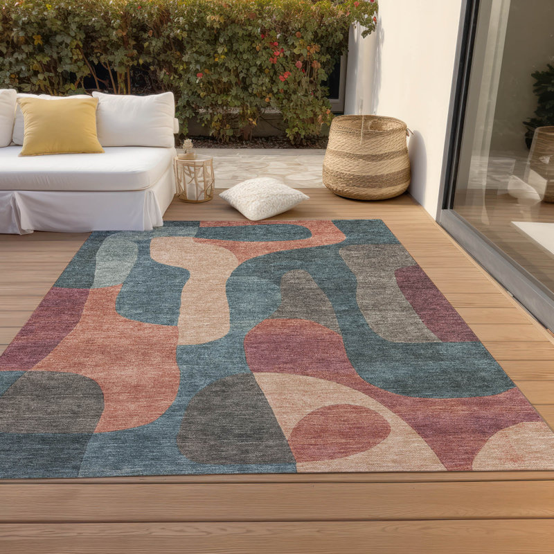 Tapis de sauge Xhevrie intérieur / extérieur lavable à la machine, Rectangulaire 3 pi x 5 pi