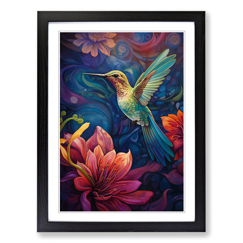 Hummingbird Symbolism - Framed Print, Black Framed, 64cm H x 46cm W x 2cm D