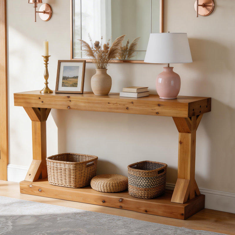 120cm Solid Wood Console Table, Brown