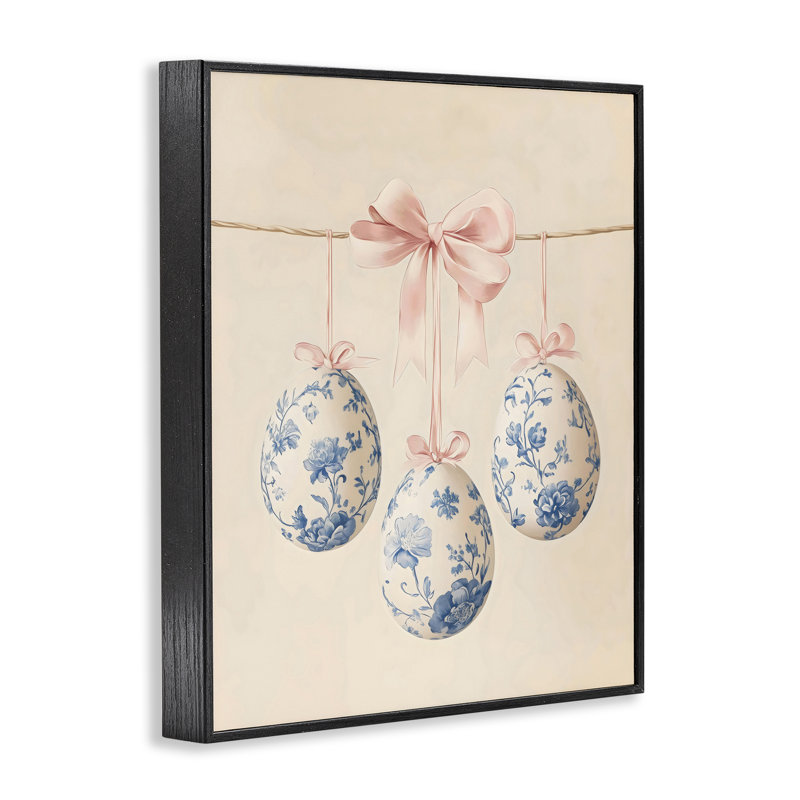 Œuf de Pâques à motif floral Coquette, giclée par Arlington Prints, H 14 po x l 11 po, Giclée encadrée noir minuit