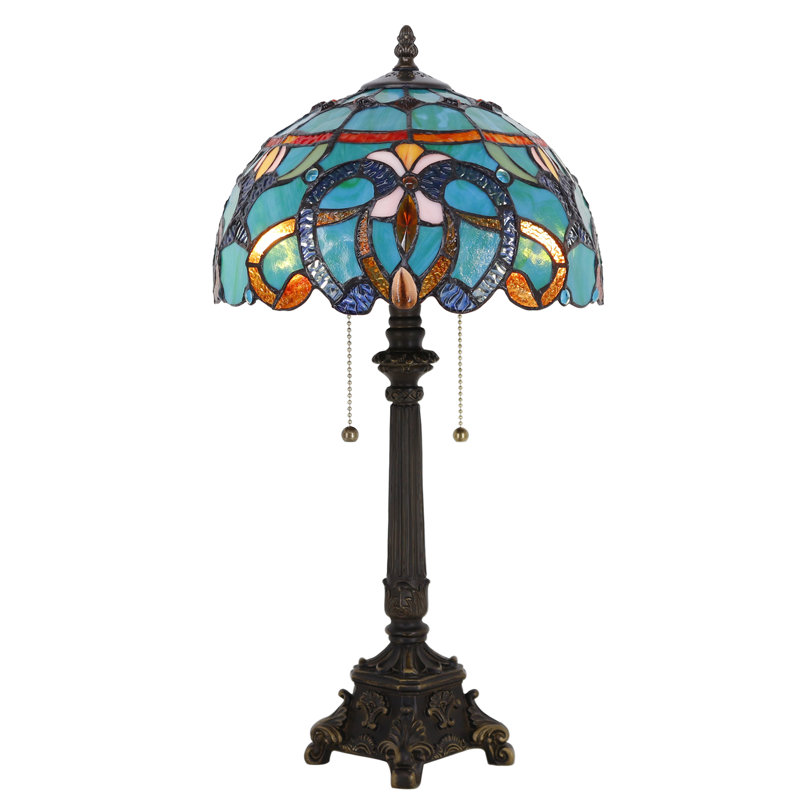 Tiffany Table Lamp Blue Green Stained Glass Desk Lamp 12X12X21 Inches Jewelry Baroque Style Reading Light