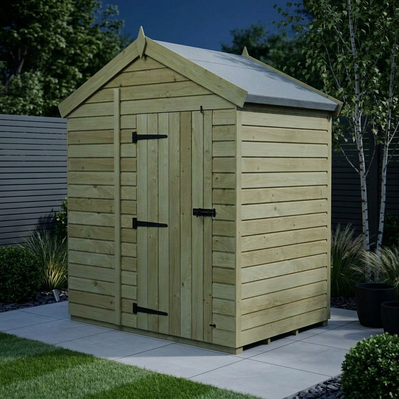 Total Sheds 7ft x 4ft Apex Garden Shed - Single Door - No Windows - Pressure Treated Timber - UK Manufactured