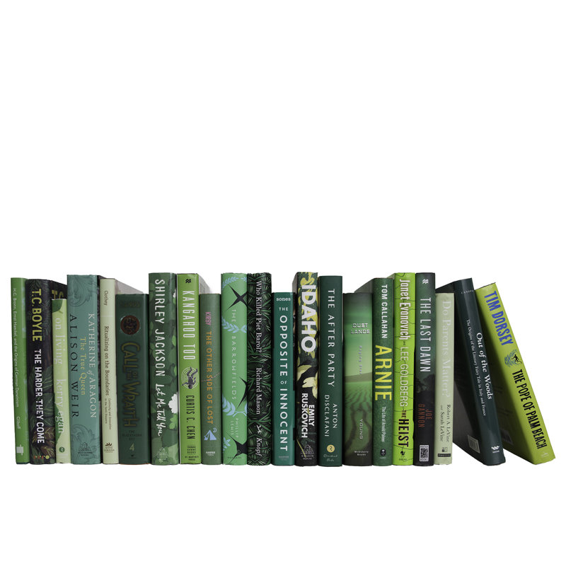 Decorative Books - Fern Dust Jacket Books - Green Books By The Foot