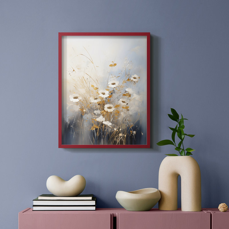 FLORAL Series CCCCIX - Impression encadrée de qualité supérieure - Prêt à être accroché - Aucun clou requis, Rouge