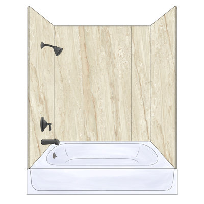 Polymarm 72" W 60" H 33" D Three Wall Composite Tub Wall Panel Surround - 72" Backwall with Seam