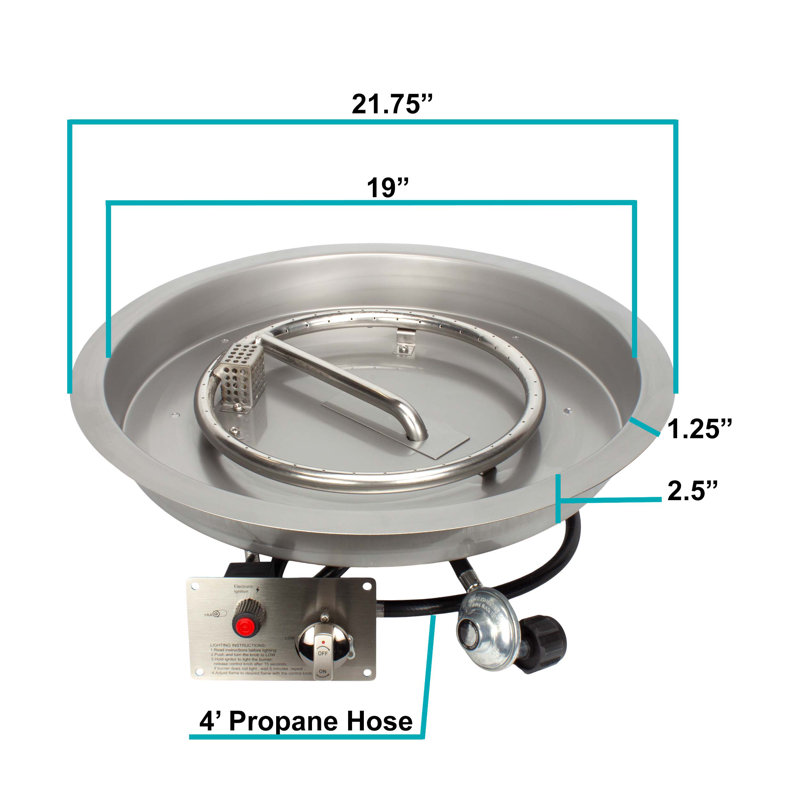 Ensemble de brûleurs ronds certifiés CSA, acier inoxydable, propane, H 2 po x l 19 po x P 19 po