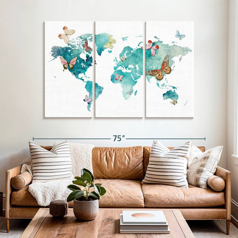 Carte du monde des papillons Aliaz, H 42 po x l 65 po