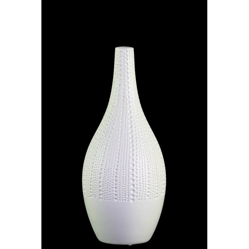 Vase de table ronde en céramique bellied Stasia, Blanc