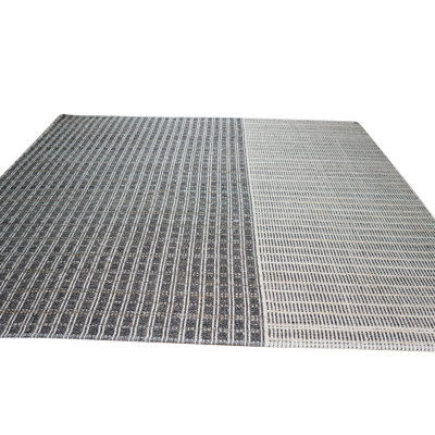 Tapis contemporain gris à rayures verticales gris en laine nouée à la main