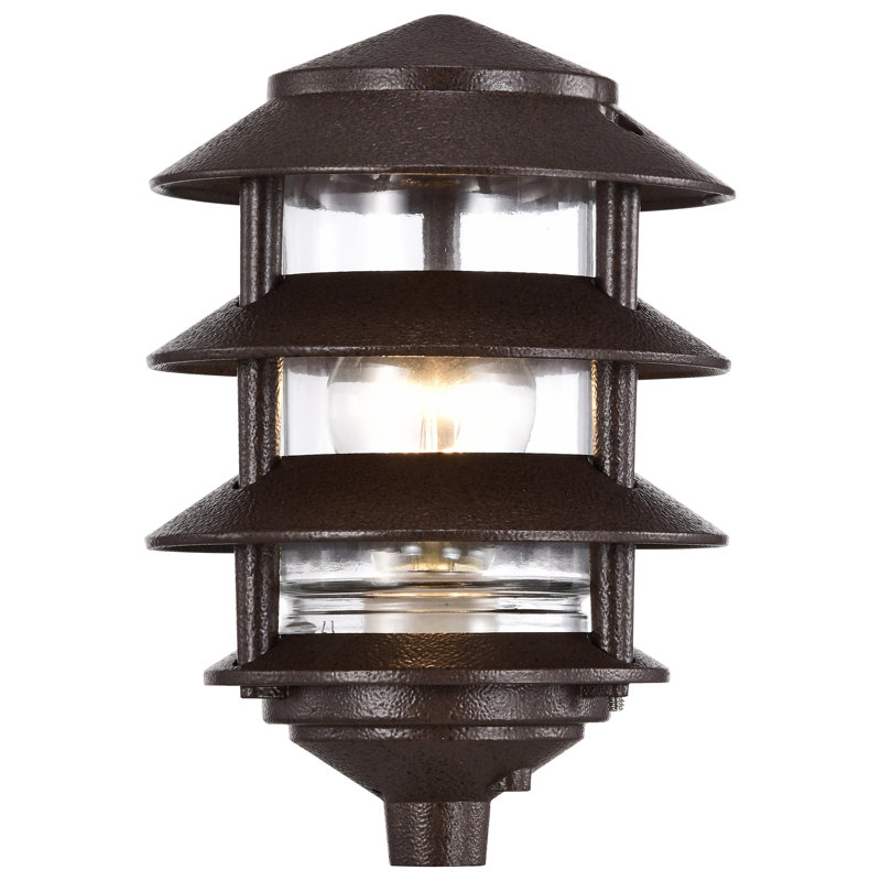  Arjo 1 Light - 9'' Pathway Light - Three Louver - Small Hood, Old Bronze