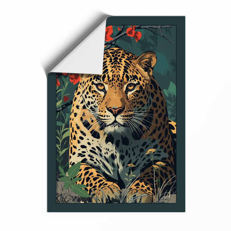 Leopard in Bloom Boho - Framed Print, A4 - 29.7 x 21.0 cm, Unframed