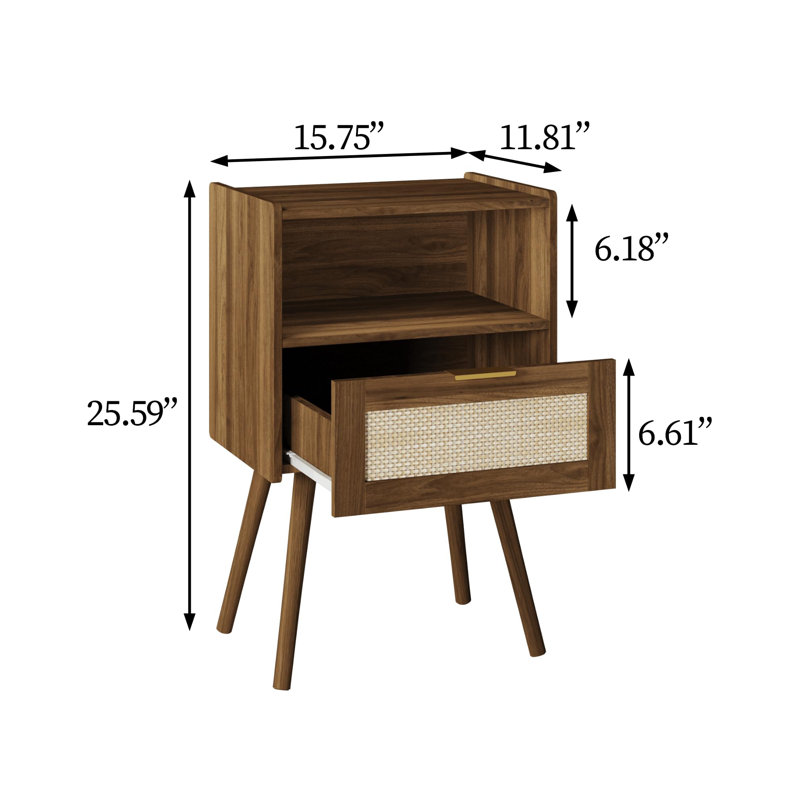 40cm W Manufactured Wood Bedside Table