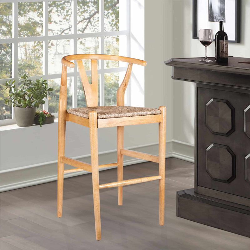 Nareh Bar Height Kitchen Bar Stool, Natural, Bar Stool (29" Seat Height)