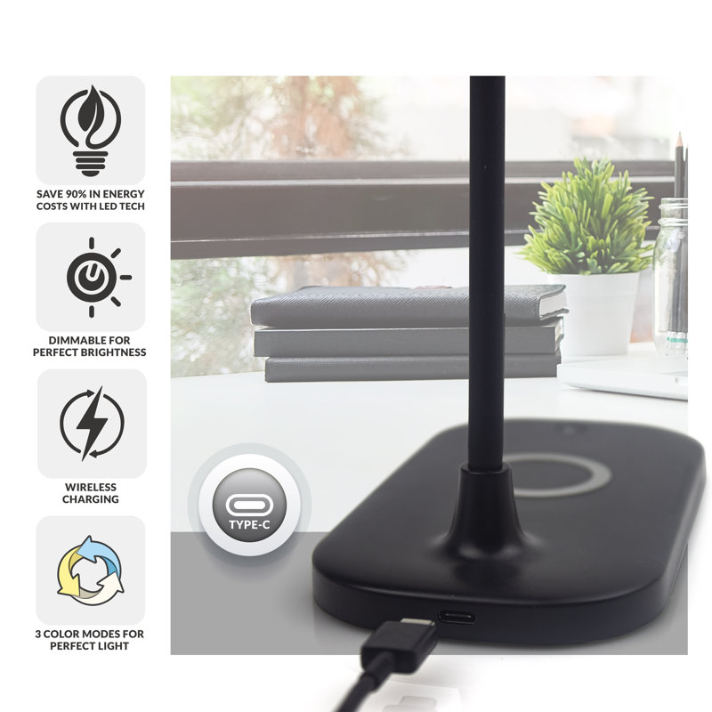 Yates Adjustable USB Desk Lamp, Black