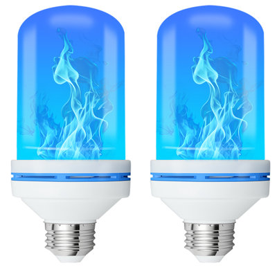 BAOKALER 2PCS LED Light Bulbs, Flickering Flame Light Bulbs Upgraded 4 Modes, E26 Base Light Bulbs with Upside Down Effect for Garden Decor, Halloween, Party, Patio, Indoor, Outdoor Decor, Blue