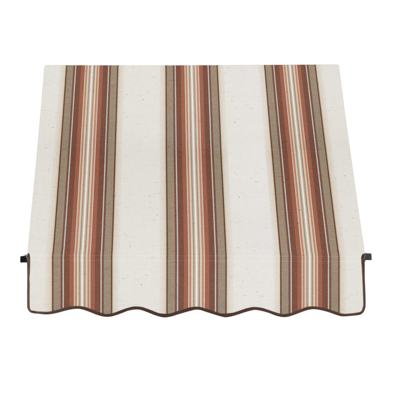 Awntech Santa Fe Acrylic Fabric Fixed Awning with Iron Rope Arms, 31" H x 52.5" W x 24" D, Brown/Tan/Terracotta Multi